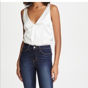BNWT L’Agence Willow V-Neck Ivory Silk Blouse SZ Large